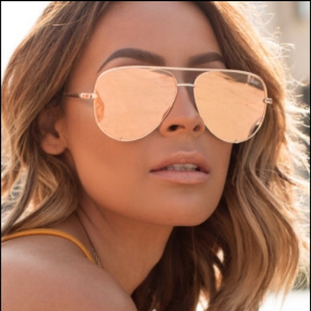 Quay x Desi Perkins High Key sunglasses, Rose Gold
